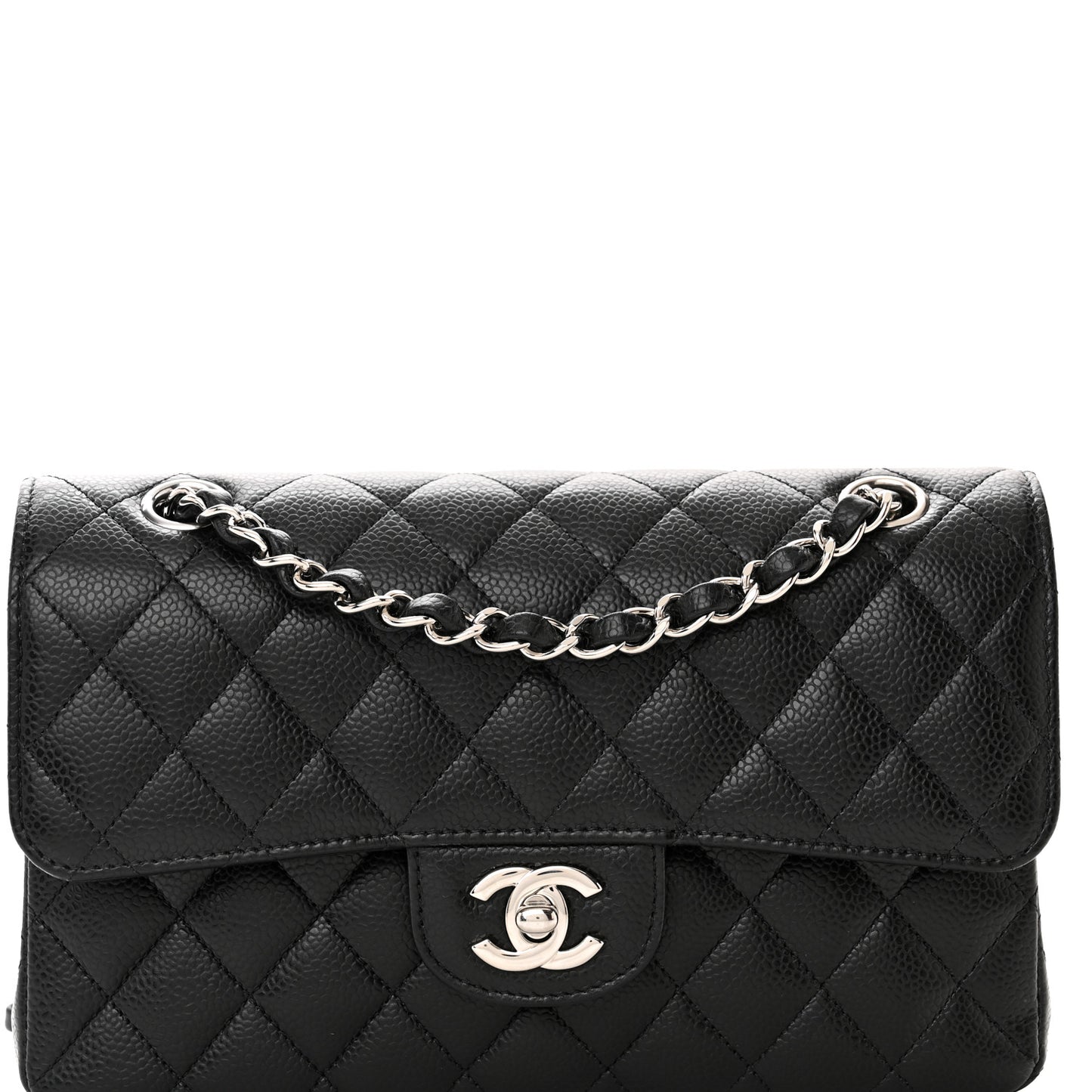 Caviar Quilted Small Double Flap Black