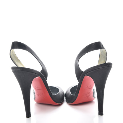 Christian Louboutin Satin Slingback 100 Pumps 38.5 Black 6 of 17