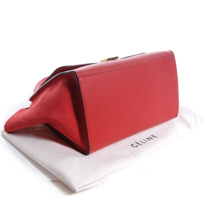 Celine Drummed Leather Suede Trapeze Small Coquelicot 4 of 9