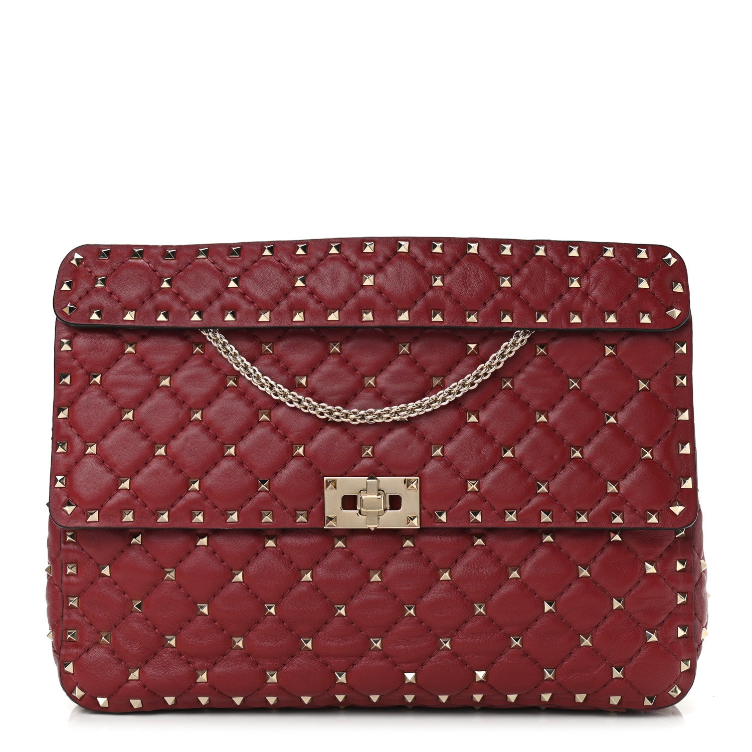 Valentino Garavani Nappa Large Rockstud Spike Shoulder Bag Rubino 1 of 9