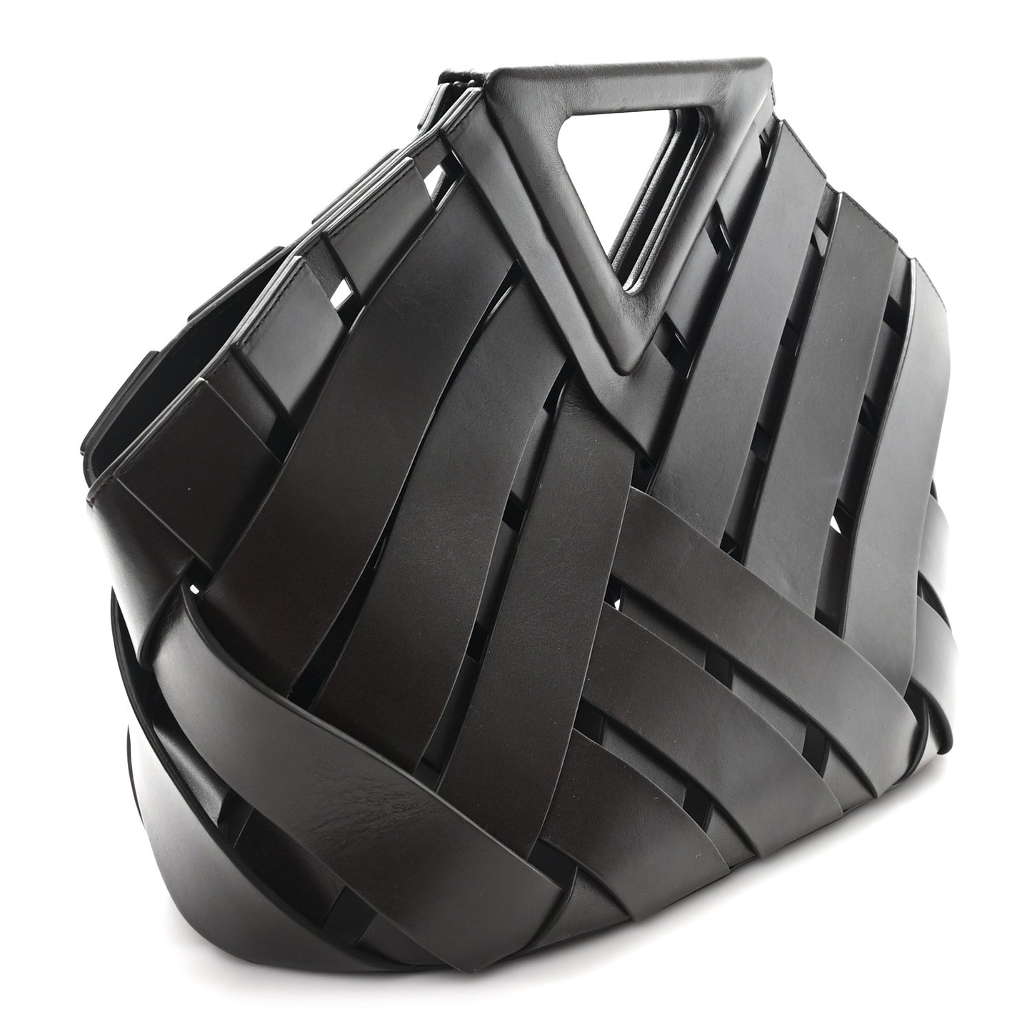 Calfskin The Point Weave Triangle Bag Fondant