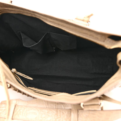 Balenciaga Calfskin Crocodile Embossed Classic Gold Hardware City Beige Latte 5 of 10