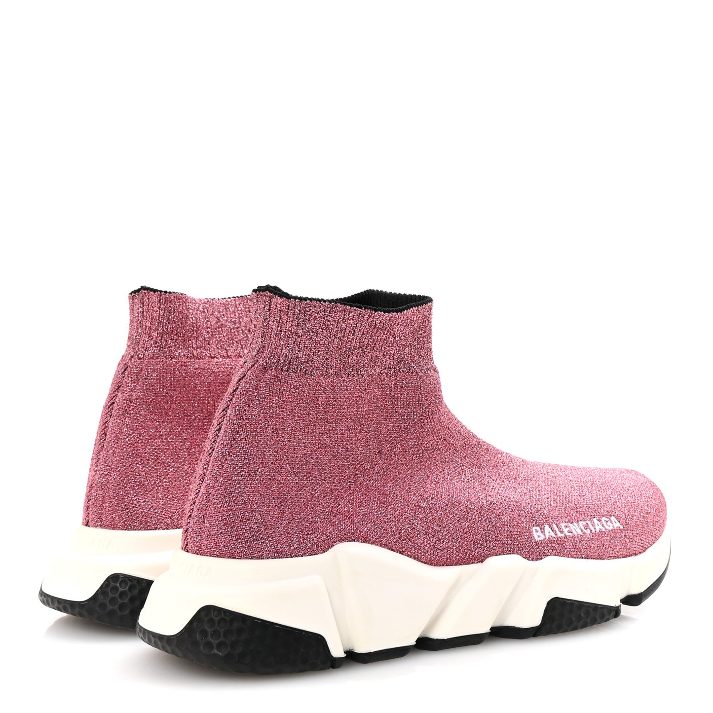 Laminated Knit Bi-Color Sole Womens Speed Sneakers 37 Pink White Black