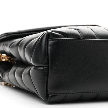 Saint Laurent Calfskin Y Quilted Monogram Small Loulou Chain Satchel Black 10 of 12