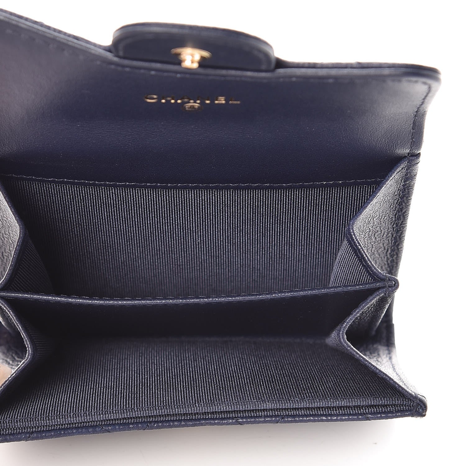 Chanel Letter Calfskin Embossed Quilted Card Holder Dark Blue 5 of 8