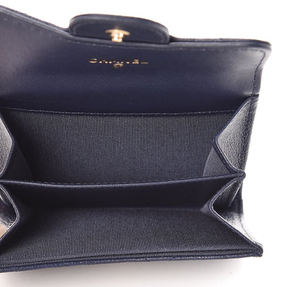 Chanel Letter Calfskin Embossed Quilted Card Holder Dark Blue 5 of 8