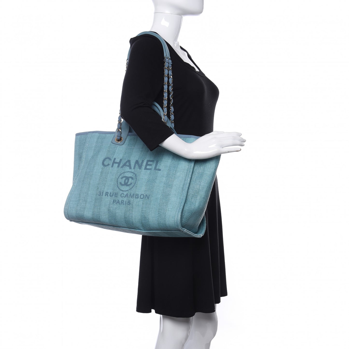 Mixed Fibers Striped Medium Deauville Tote Blue