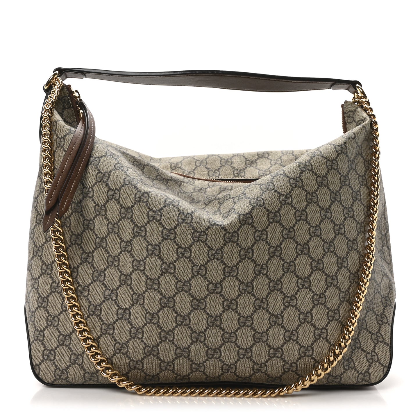 GG Supreme Monogram Large Linea A Hobo Light Brown