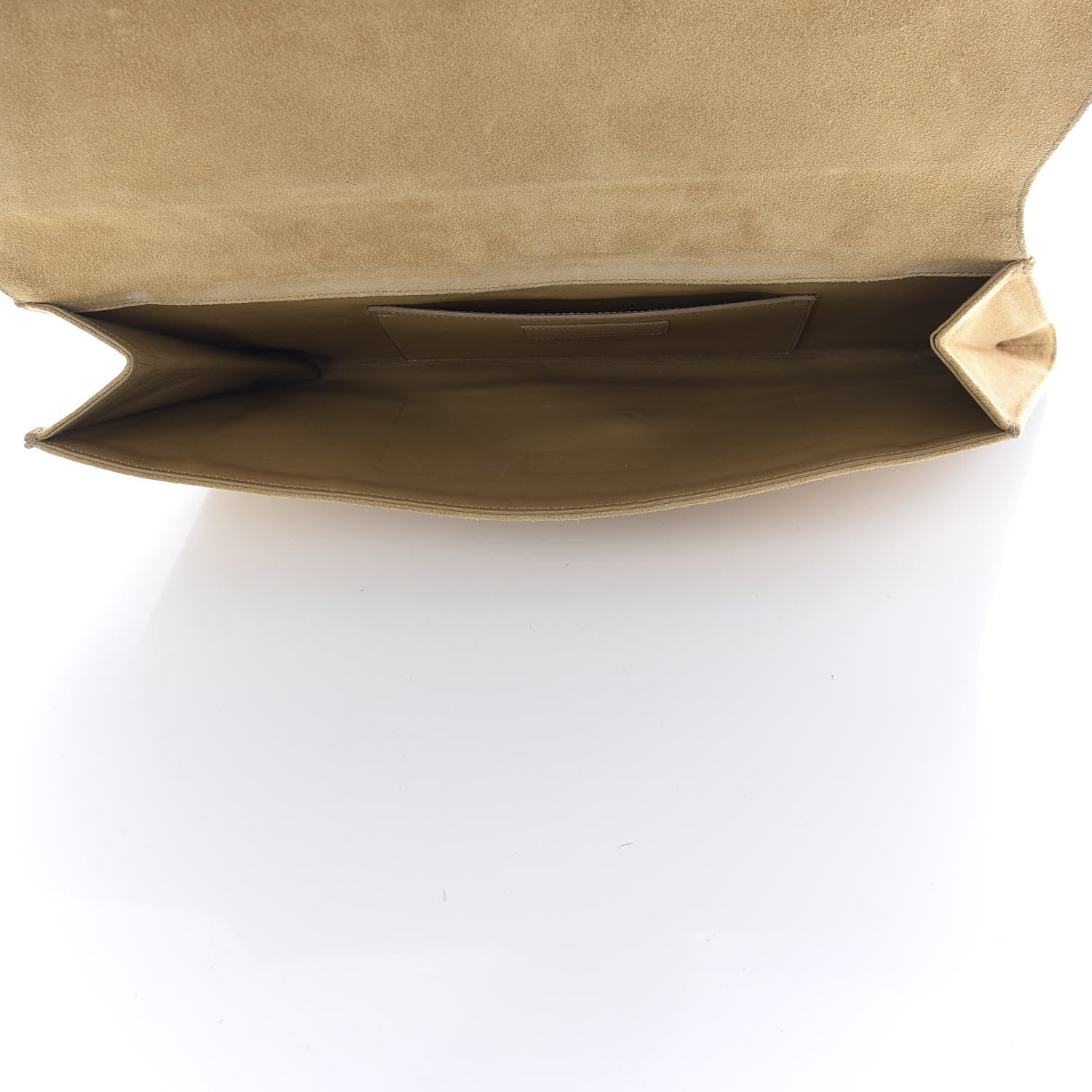 Saint Laurent Suede Studded Diagonal Clutch Beige 5 of 7