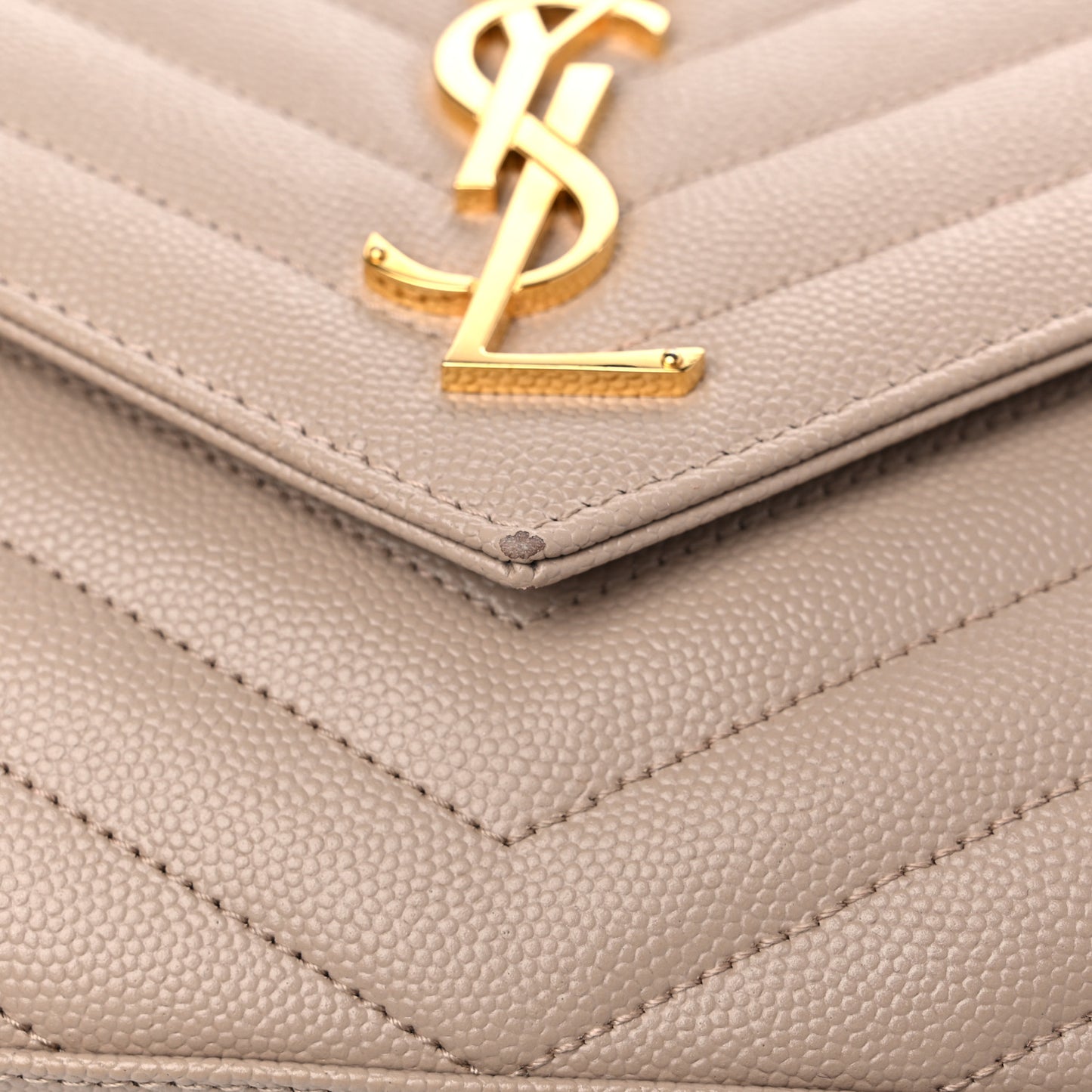 Grain De Poudre Matelasse Chevron Monogram Chain Wallet Nude Powder