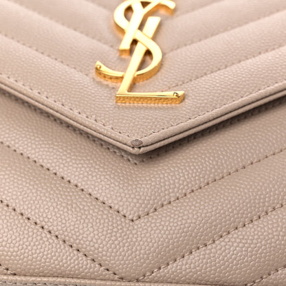 Saint Laurent Grain De Poudre Matelasse Chevron Monogram Chain Wallet Nude Powder 9 of 9