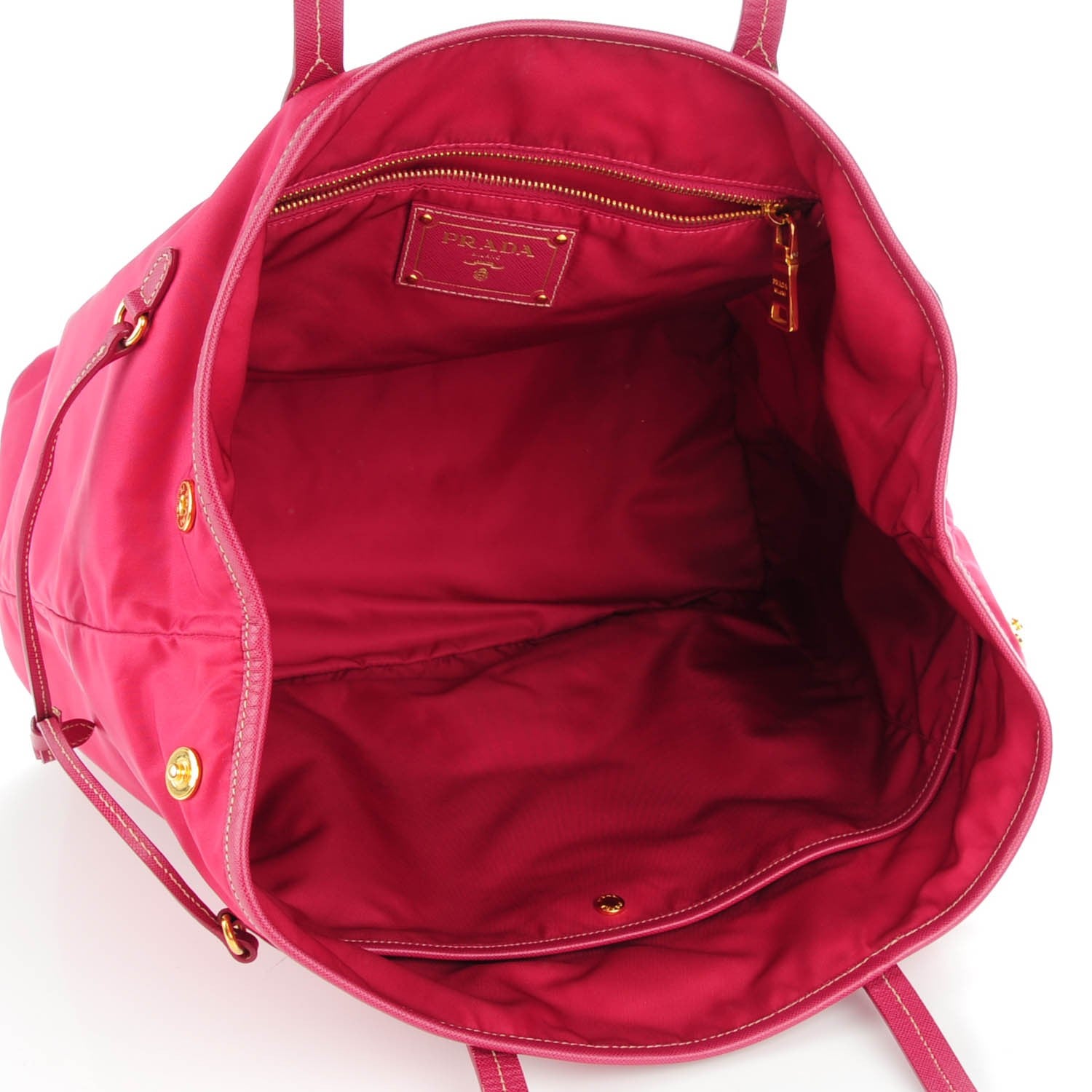 Prada Tessuto Nylon Saffiano Tote Ibisco 6 of 9