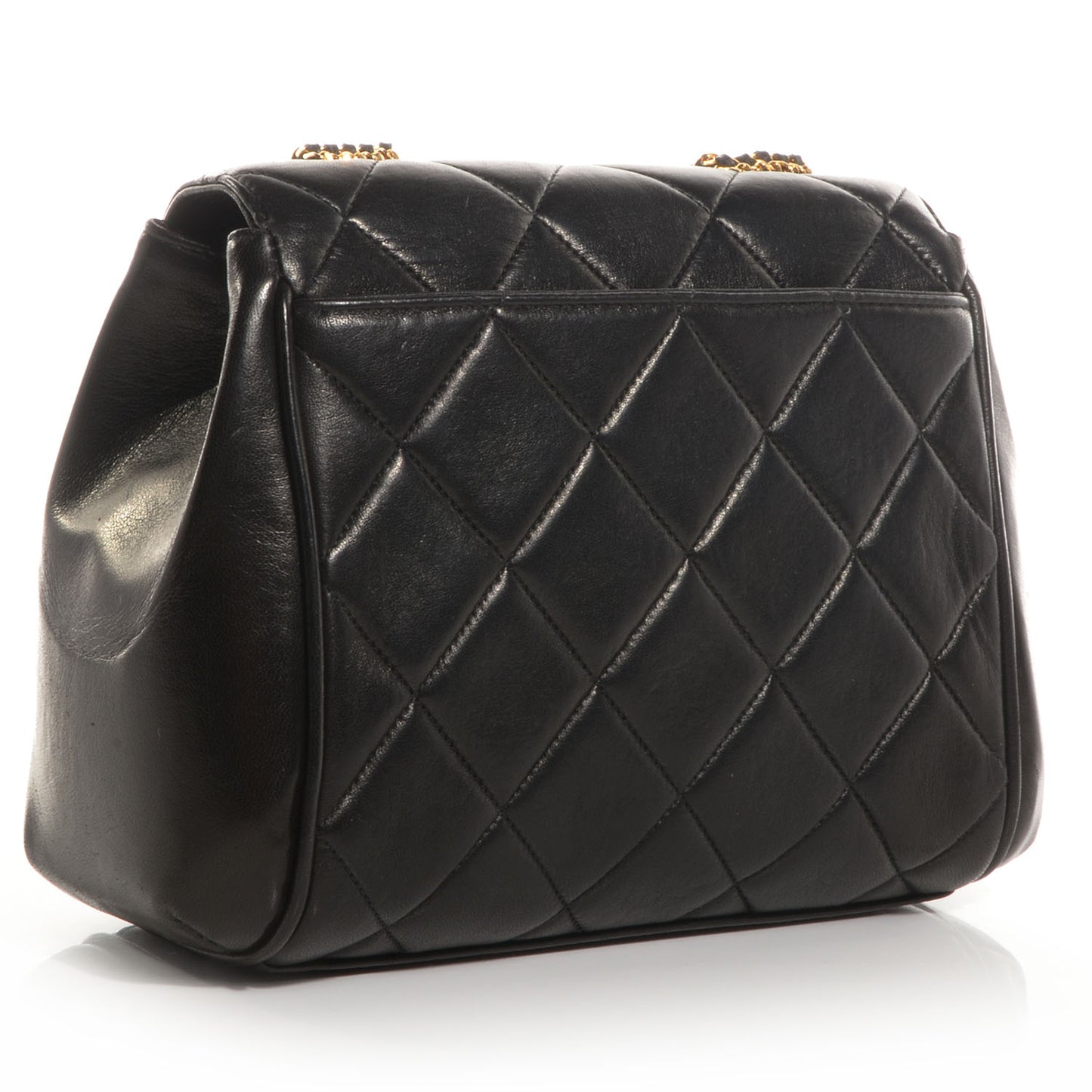 Lambskin Quilted 5 Chain Small Flap Black