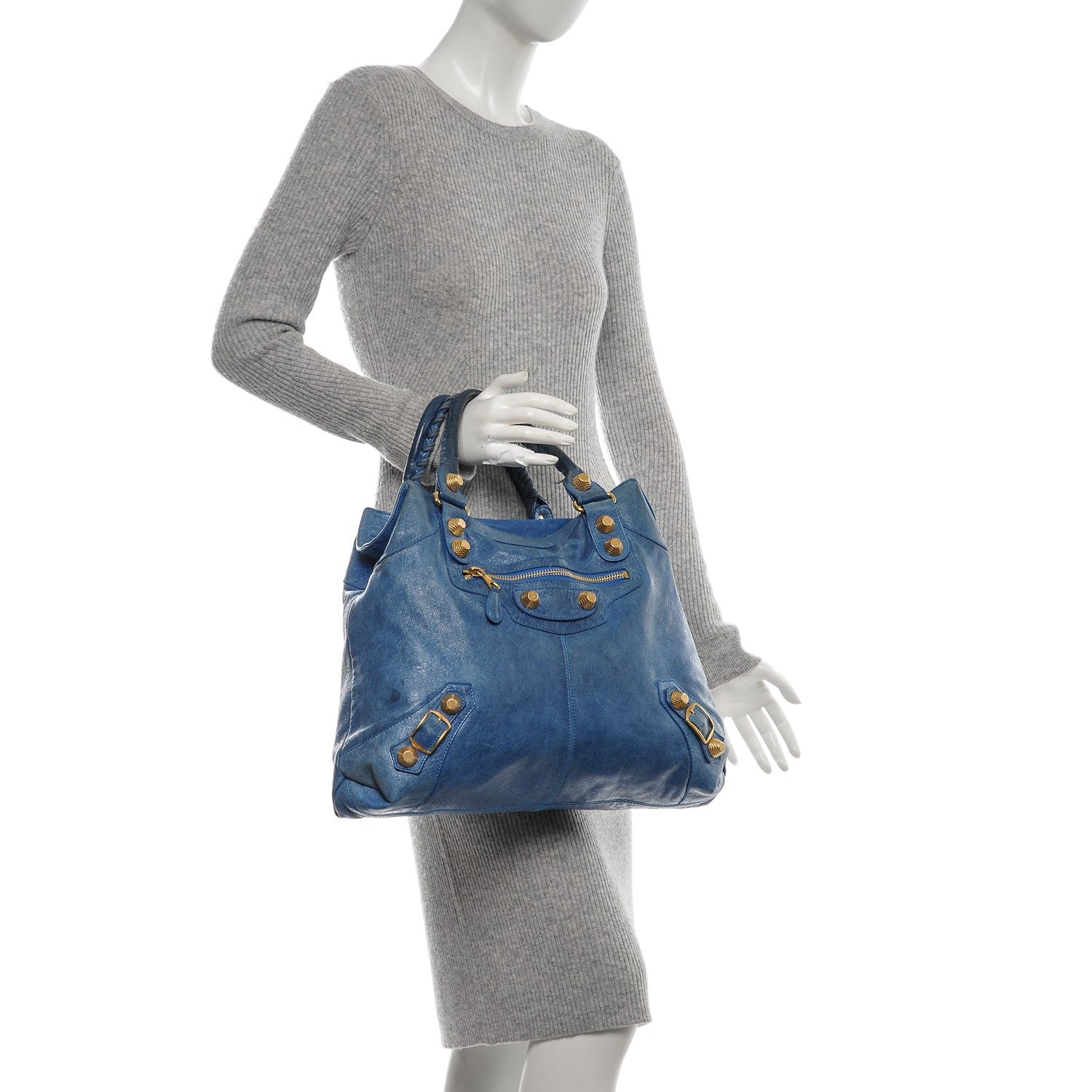 Balenciaga Chevre Giant 21 Gold Hardware Brief Bleu 2 of 6