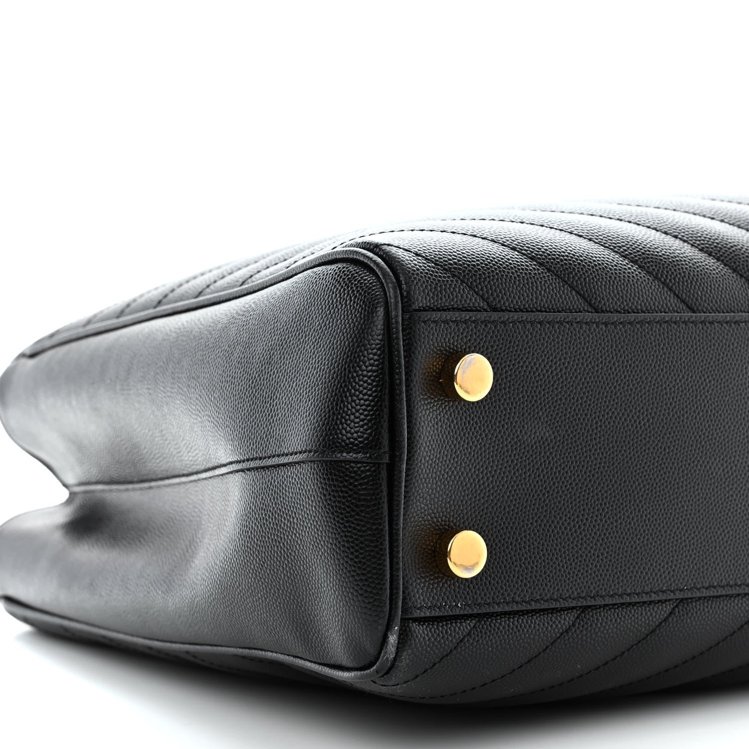 Saint Laurent Grain De Poudre Matelasse Chevron Monogram Shopping Bag Black 9 of 13