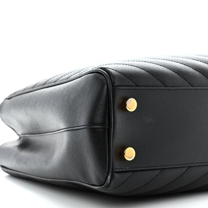 Saint Laurent Grain De Poudre Matelasse Chevron Monogram Shopping Bag Black 9 of 13