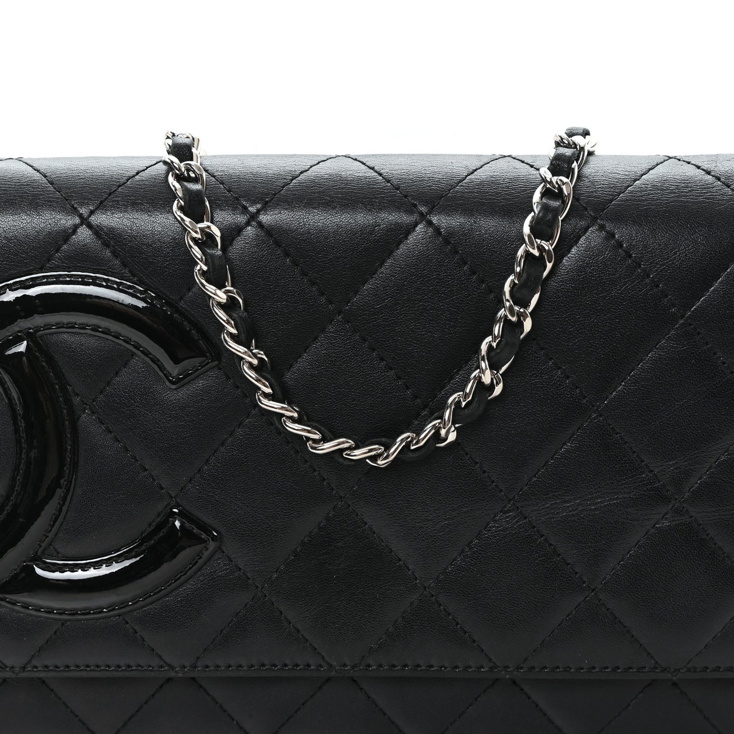 Calfskin Quilted Cambon Wallet on Chain WOC Black