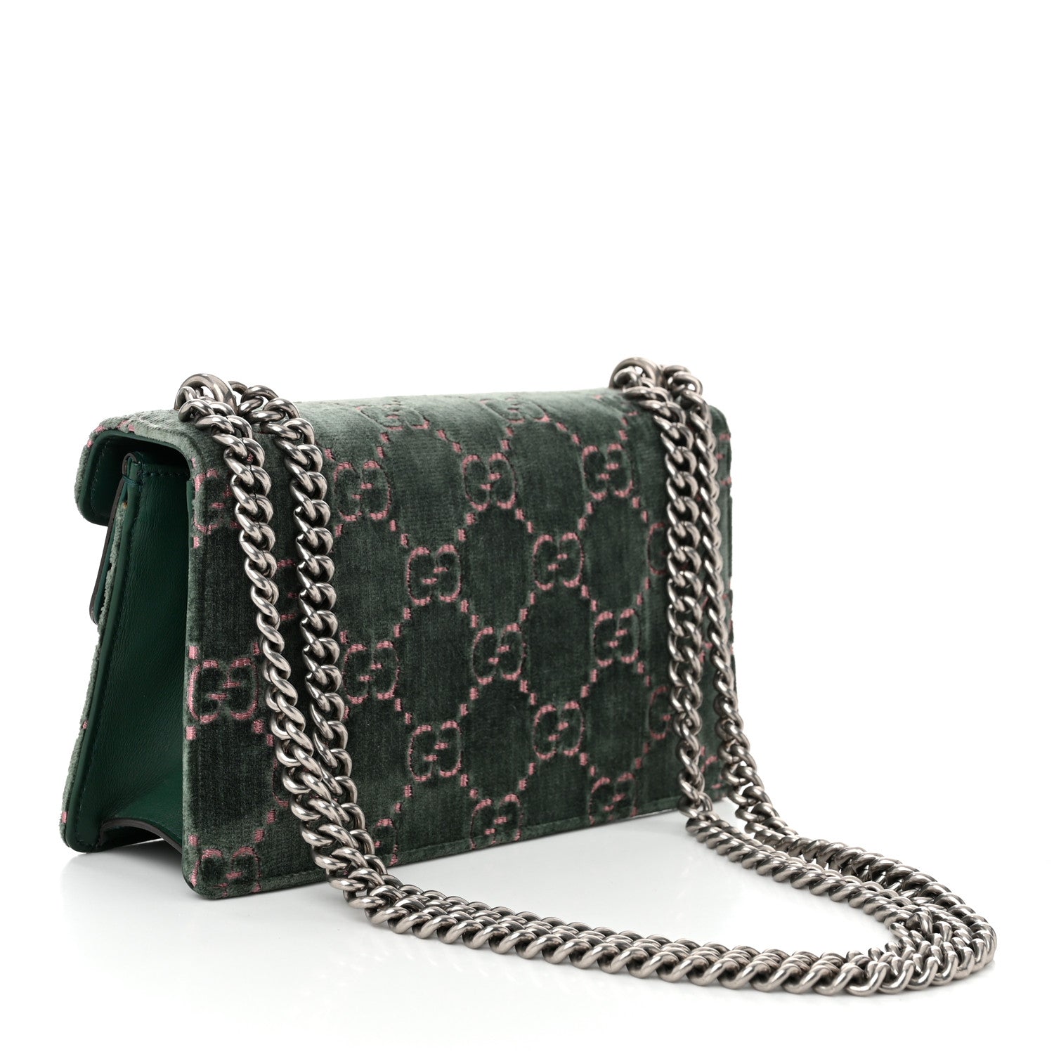 Gucci Velvet Moon Calfskin Crystal GG Monogram Small Dionysus Shoulder Bag Avio Dusty Pink Black Diamond 3 of 10