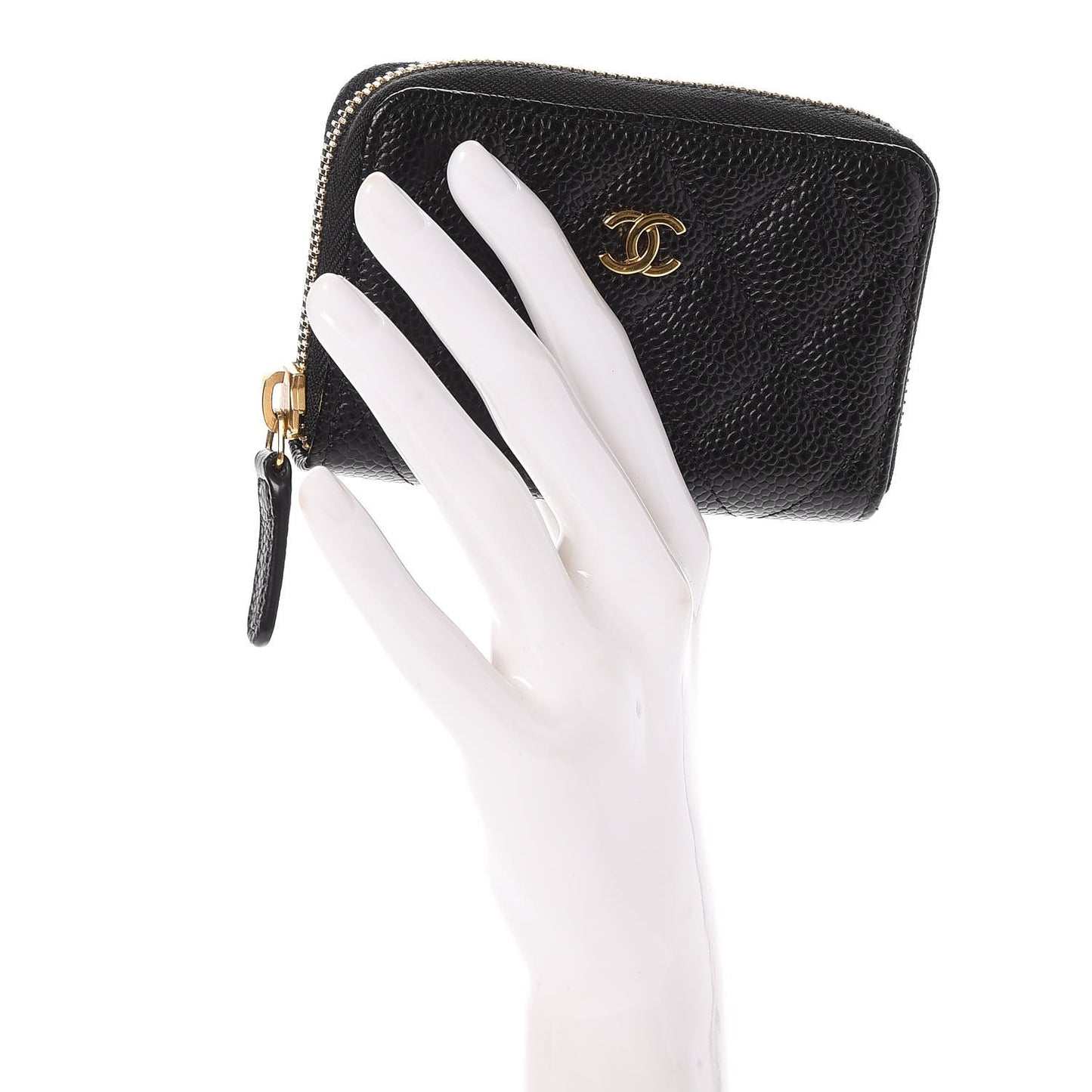 Caviar Quilted Zip Coin Purse Black