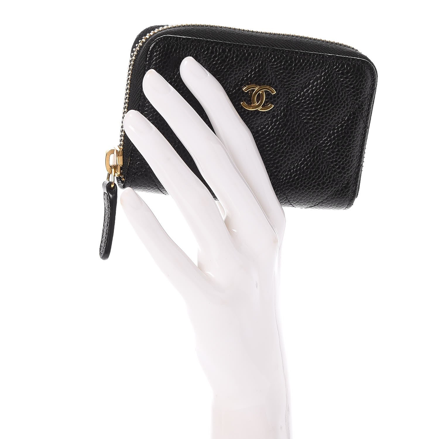 Chanel Caviar Quilted Zip Coin Purse Black 2 of 8