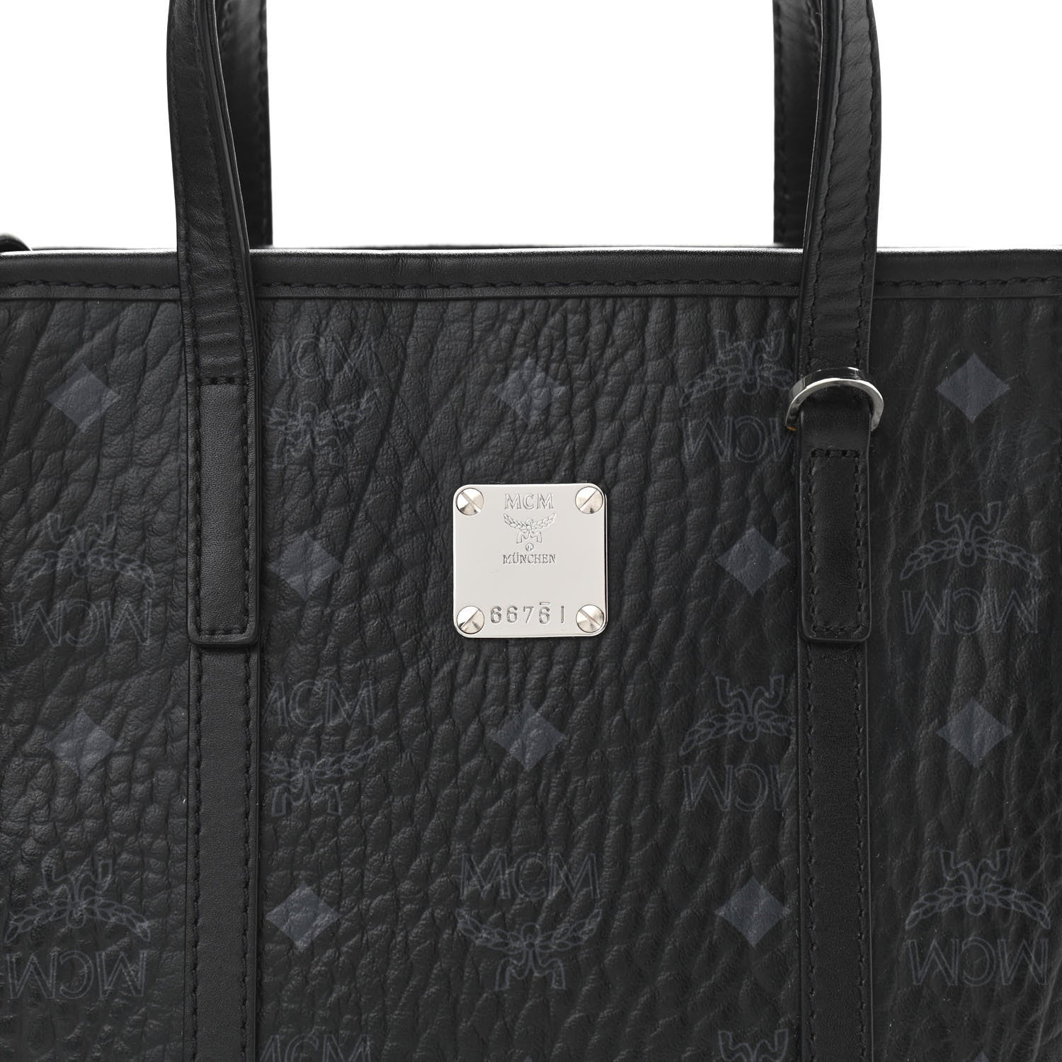 MCM Visetos Mini Toni Shopper Tote Black 7 of 11