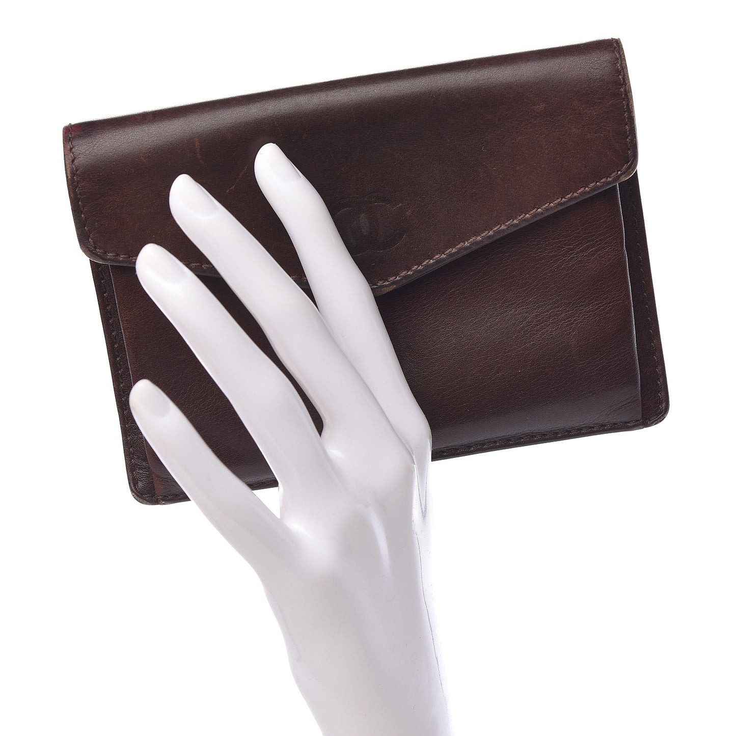 Calfskin Envelope Wallet Brown