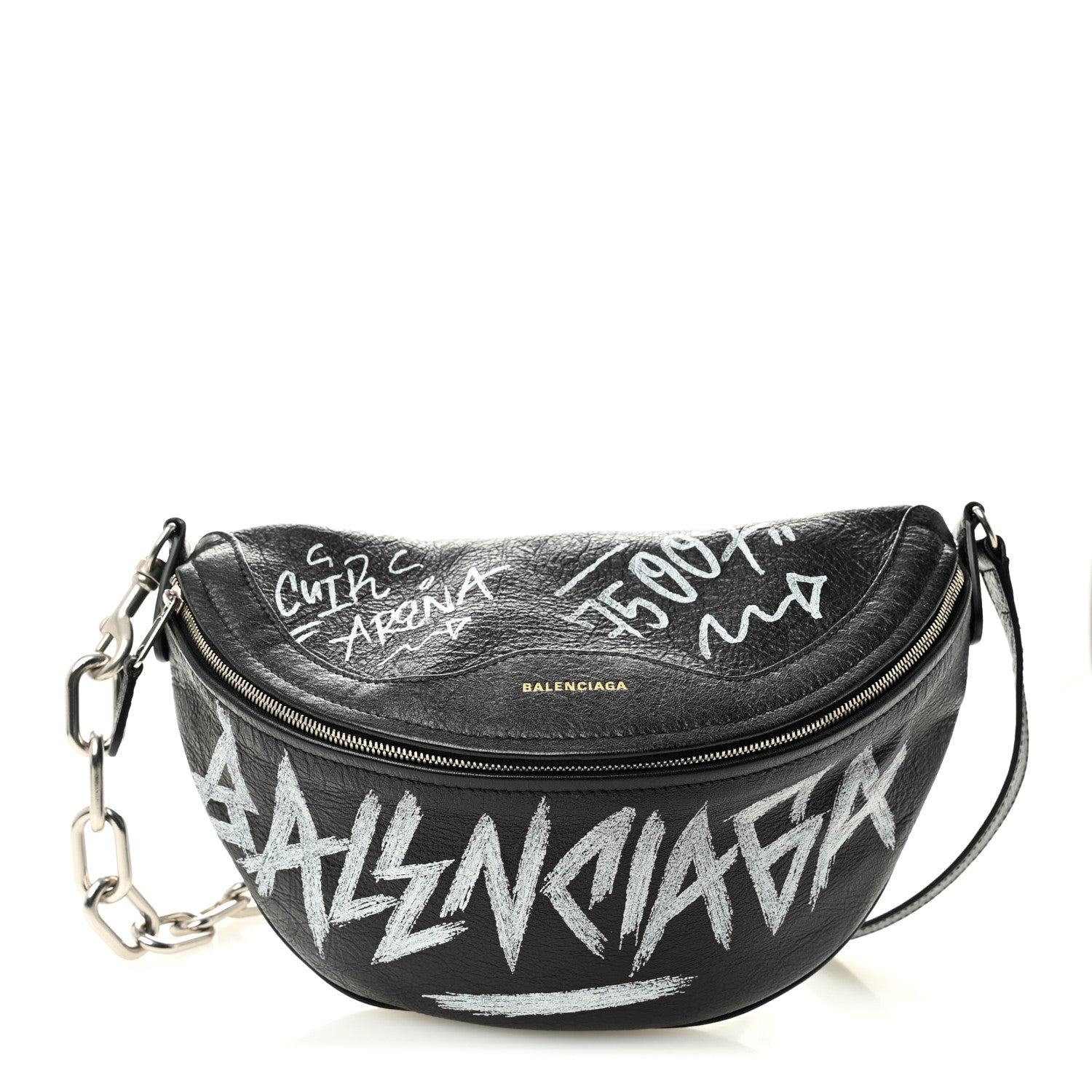 Balenciaga Agneau Arena Graffiti All Over XS Souvenir Belt Bag Black White 1 of 9