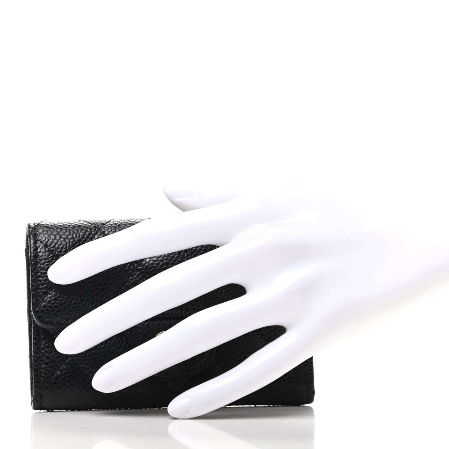 Caviar Quilted Flap Card Holder Black