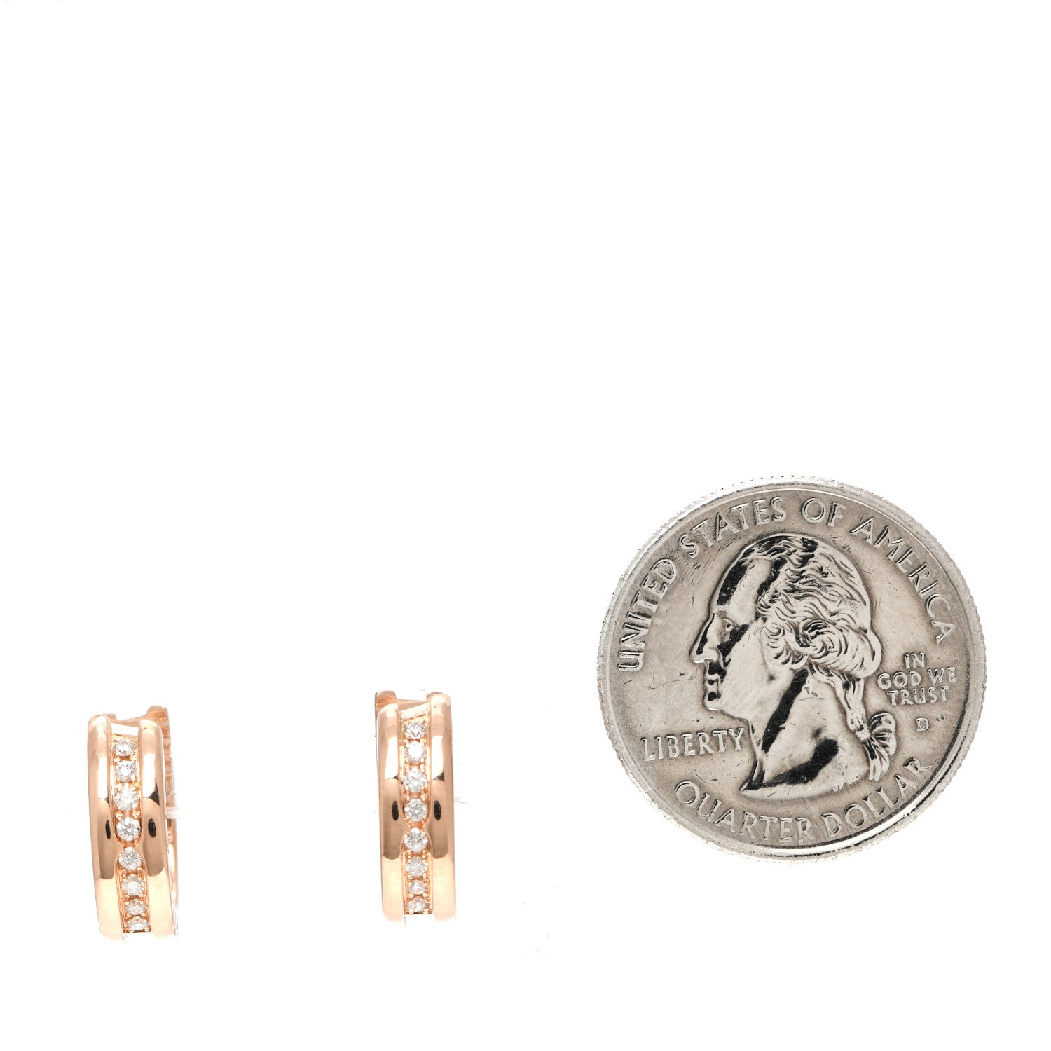 Bulgari 18K Rose Gold Diamond Small B.Zero1 Hoop Earrings 2 of 5