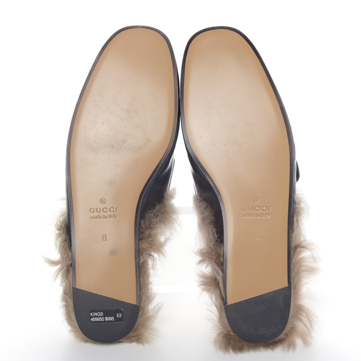 Gucci Goatskin Fur Web GG Mens Princetown Slippers 8 Black 5 of 8