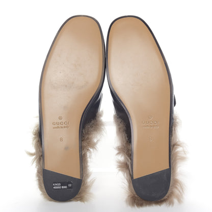 Gucci Goatskin Fur Web GG Mens Princetown Slippers 8 Black 5 of 8