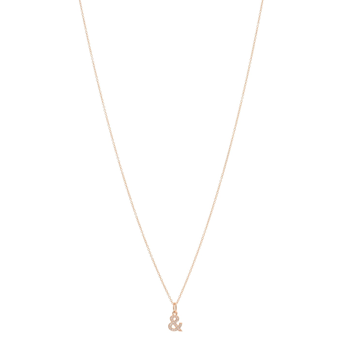 18K Rose Gold Diamond Small Ampersand Pendant Necklace