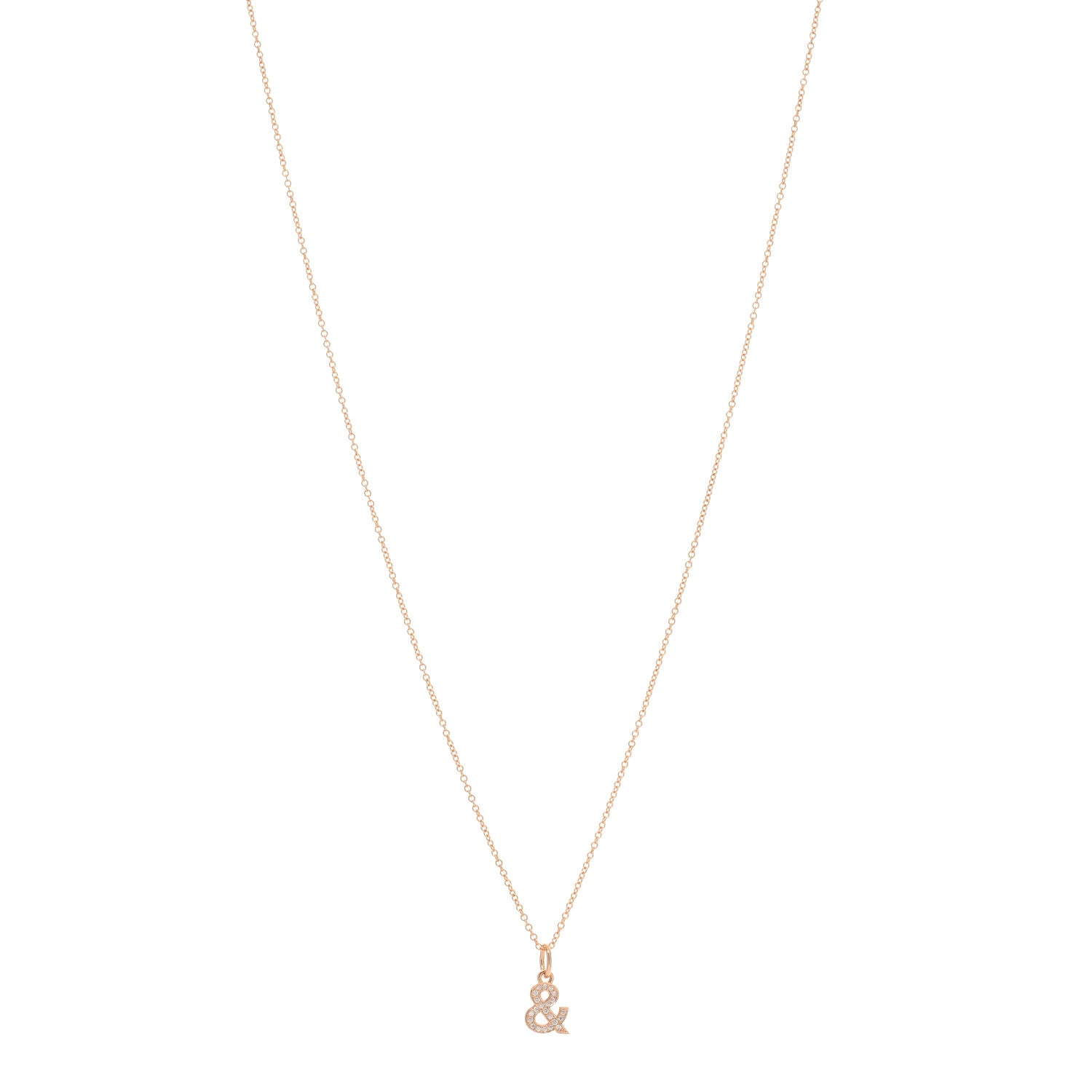 Tiffany 18K Rose Gold Diamond Small Ampersand Pendant Necklace 1 of 3