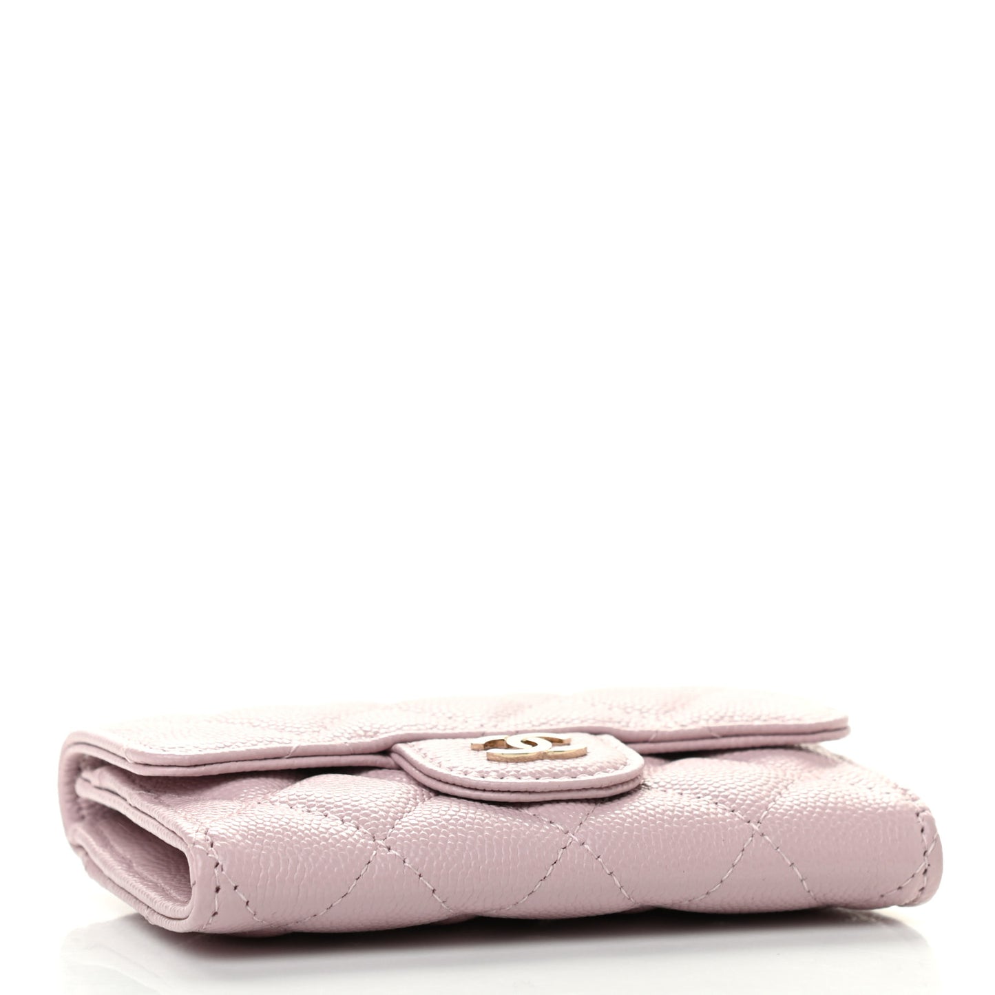 Caviar Quilted Flap Card Holder Wallet Light Pink