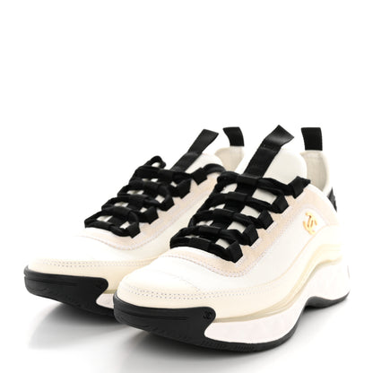 Chanel Velvet Calfskin Mixed Fibers CC Sneakers 36 Ivory Black 3 of 10