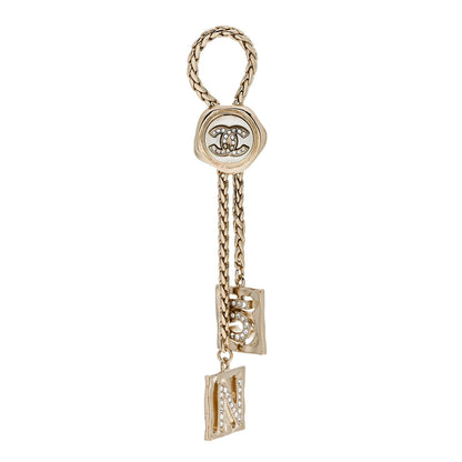 Chanel Crystal CC No 5 Brooch Pearly White Gold 1 of 5