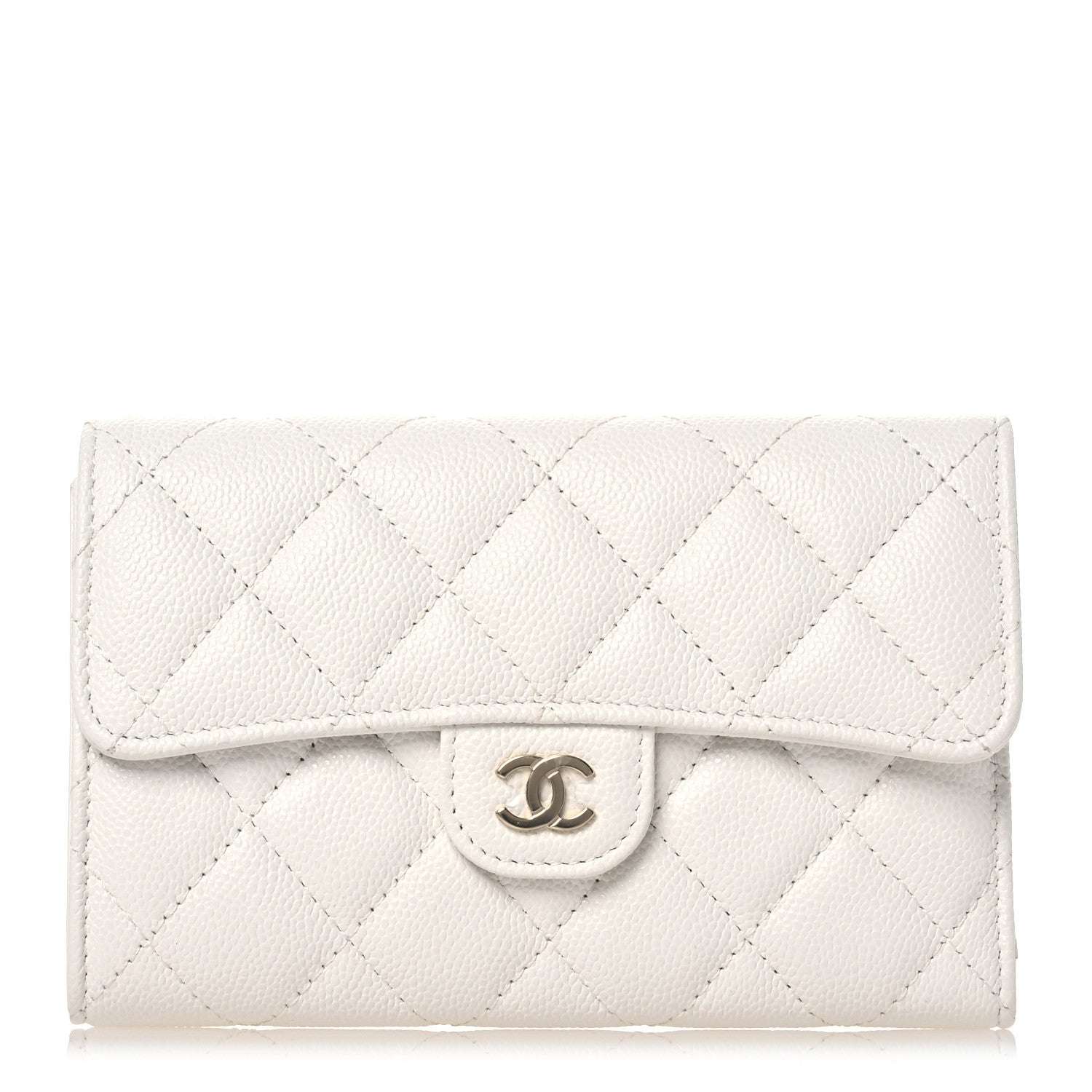 Chanel Caviar Quilted Medium Flap Wallet White 1 of 12