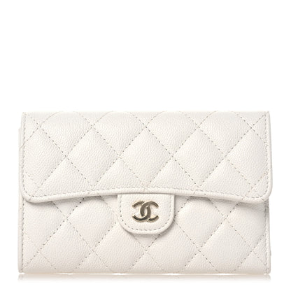 Chanel Caviar Quilted Medium Flap Wallet White 1 of 12