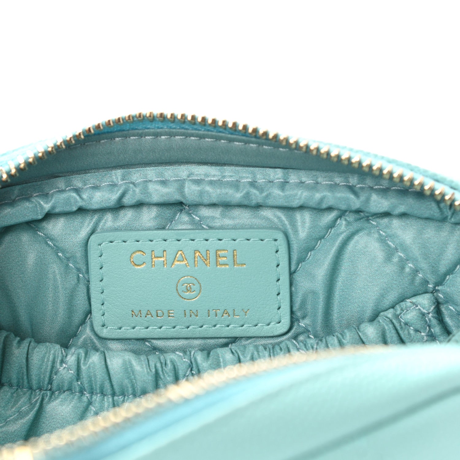 Chanel Caviar Quilted Small Curvy Pouch Cosmetic Case Light Blue 6 of 8