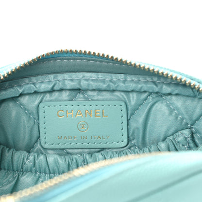 Chanel Caviar Quilted Small Curvy Pouch Cosmetic Case Light Blue 6 of 8