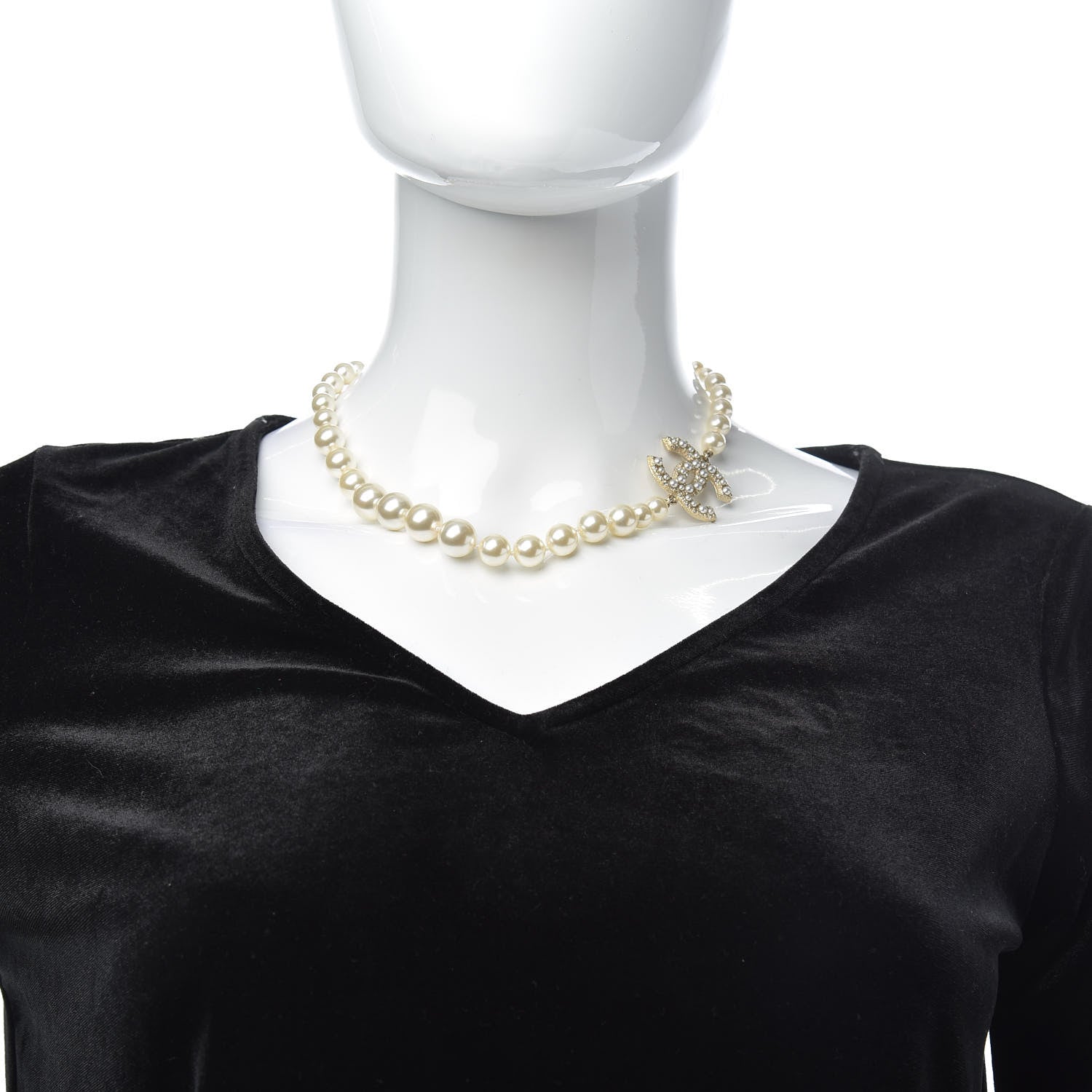 Chanel Graduated Pearl CC Short Necklace Gold 2 of 5