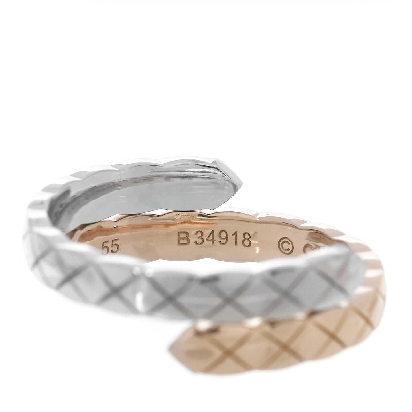 18K White Beige Gold Diamond Coco Crush Toi et Moi Ring 55 7.25