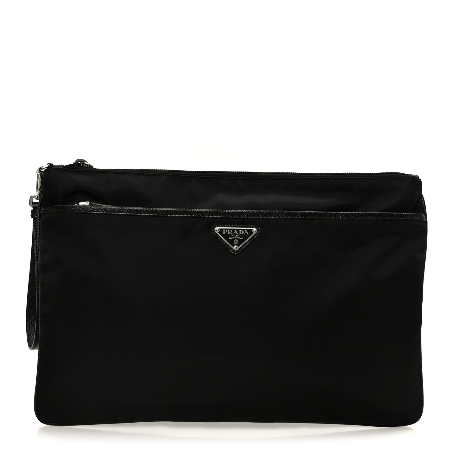 Tessuto Nylon Saffiano Flat Pouch Black