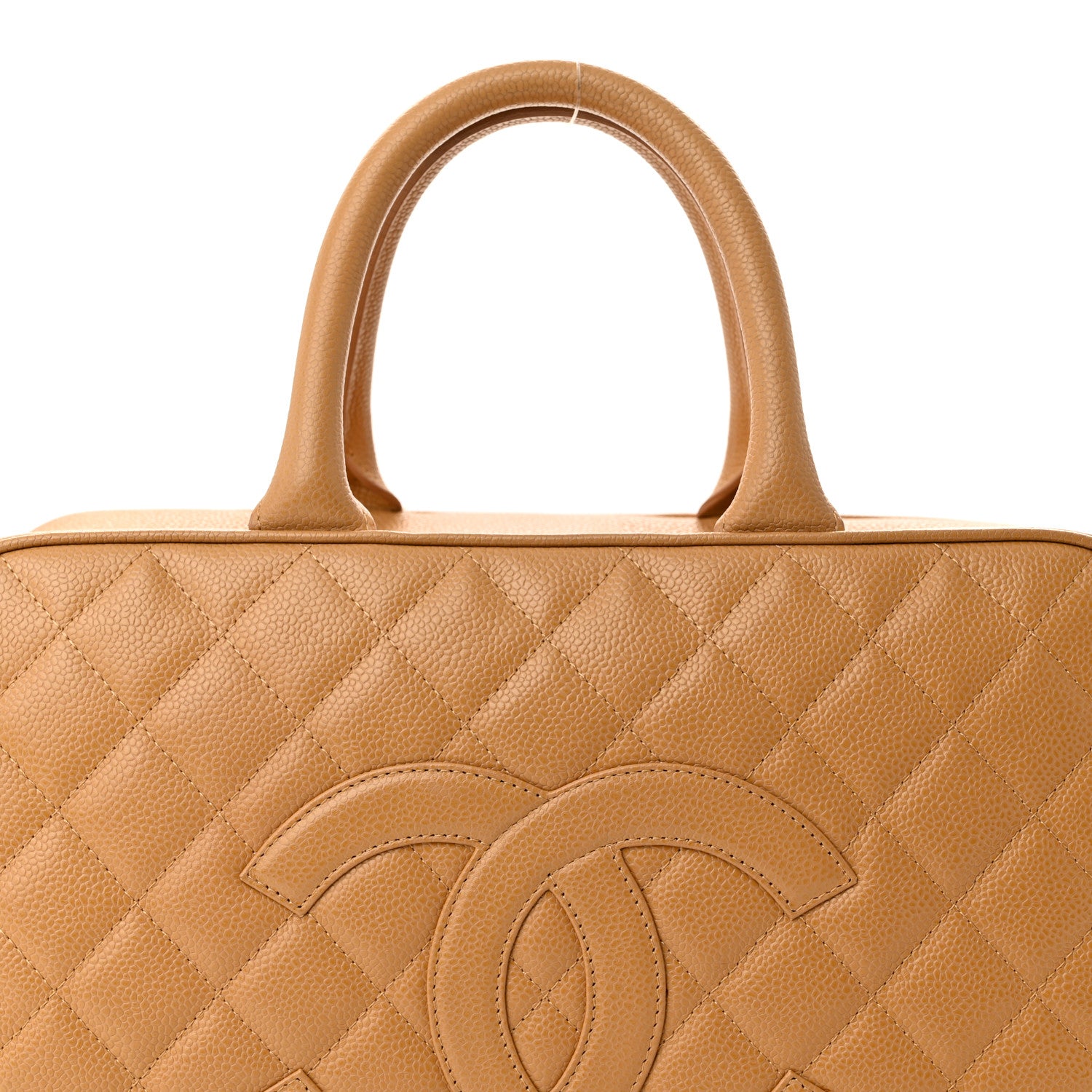 Chanel Caviar Quilted Large Bowler Bag Beige 8 of 12