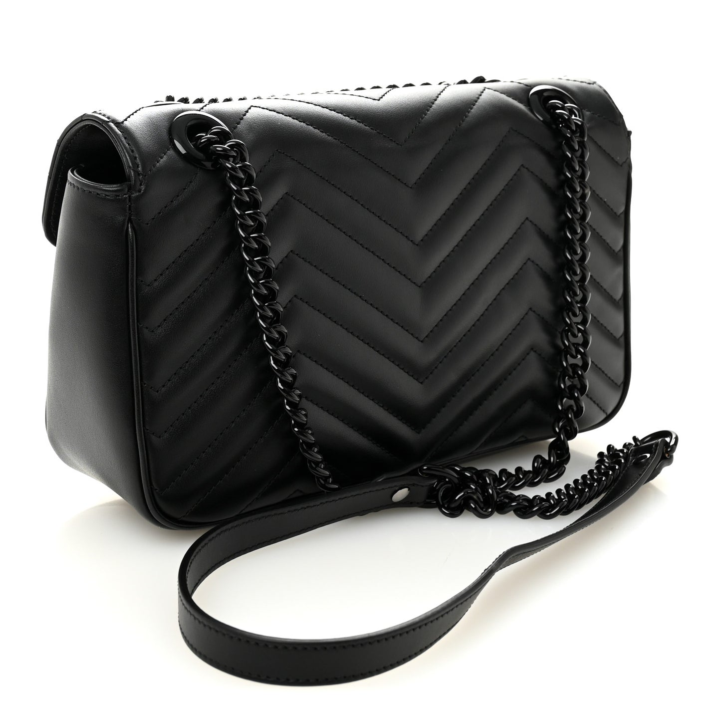 Calfskin Matelasse Monochrome Small GG Marmont Shoulder Bag Black