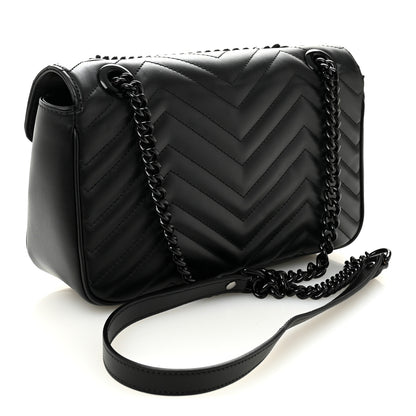 Gucci Calfskin Matelasse Monochrome Small GG Marmont Shoulder Bag Black 3 of 10