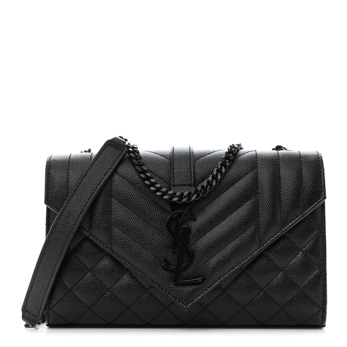 Grain De Poudre Textured Mixed Matelasse Triquilt Small Monogram Monochrome Satchel Black