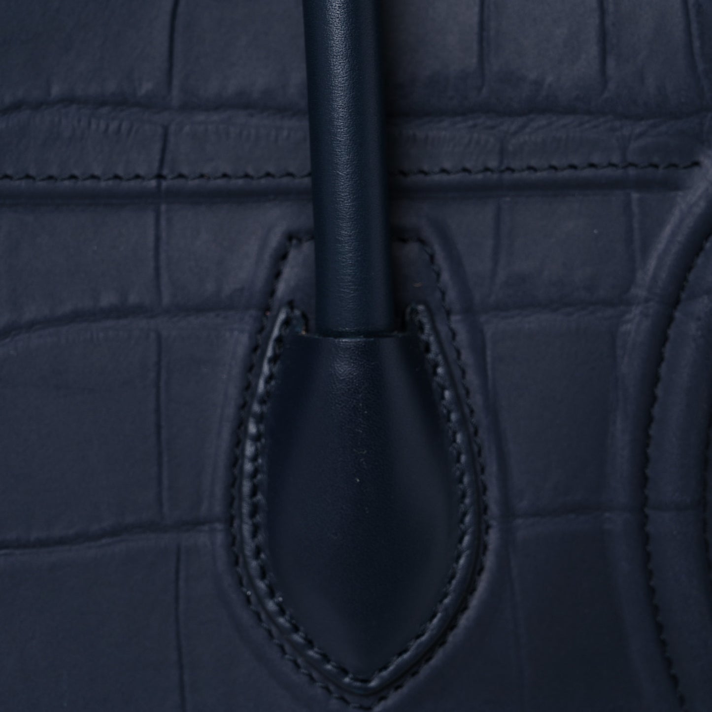 Crocodile Embossed Calfskin Medium Phantom Luggage Navy Blue