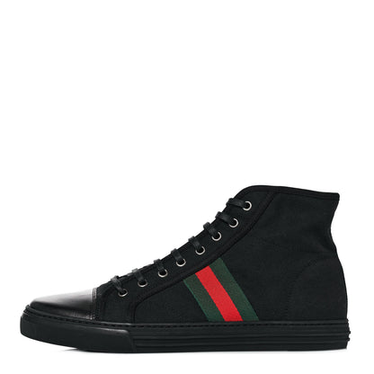 Gucci Canvas Web Monogram Mens High Top Sneakers 10 Black 1 of 6