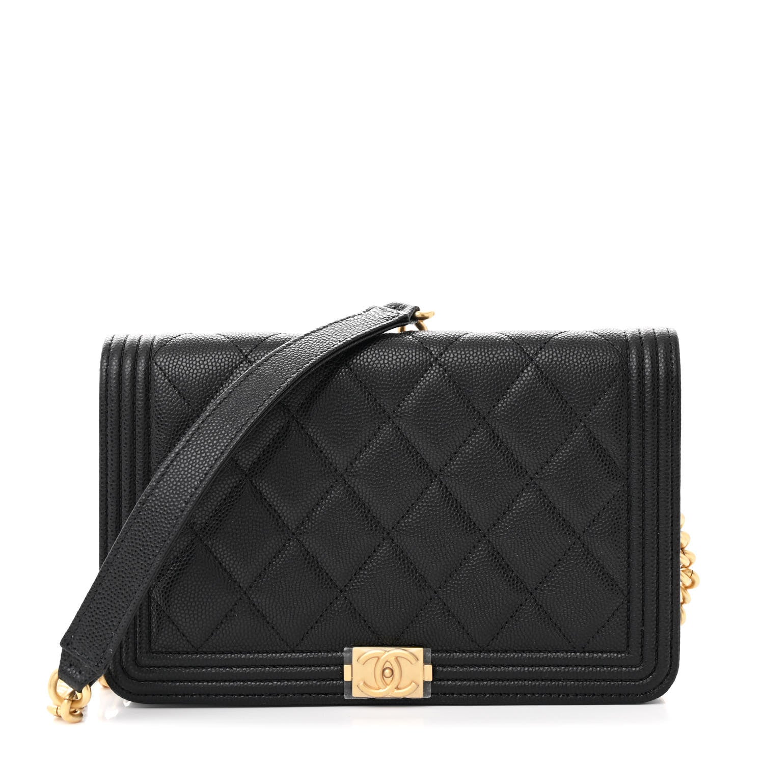 Chanel Caviar Quilted Boy Wallet On Chain WOC Black 1 of 11